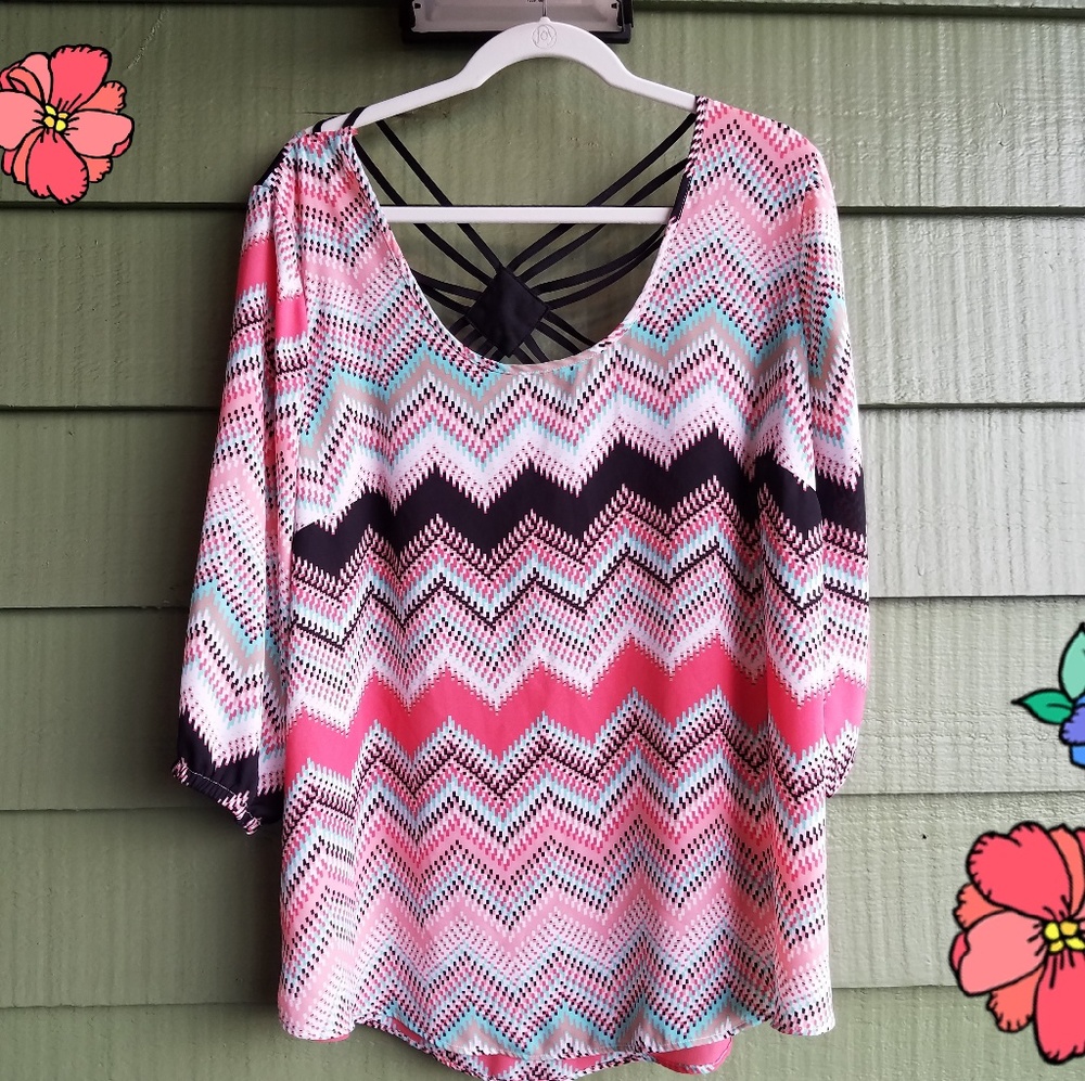 Maurices Chevron Print Top w/ Criss Cross Back